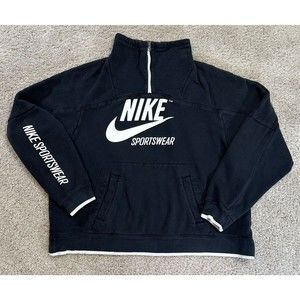 Nike Sportswear Archive 1/4 Zip Pullover Long Sleeve Women's Large Black Faded